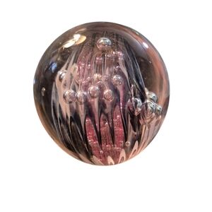 Elegant Glass Art Sphere with Pink Accents